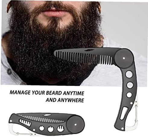 Froiny Paslanmaz Çelik sakal tarağı Cep Klip Erkekler Bıyık Şekillendirici Katlanabilir Fırça Açık Kamp Taşınabilir Saç Tarak