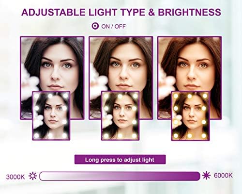 Makyaj Makyajı için Şarj Edilebilir Bluetooth Üç Katlı LED Ayna-Glowpro'nun LED Aynası 2.0 Bluetooth Hoparlörler ve Şeffaf