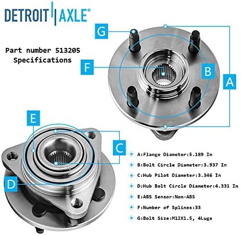 Detroit Aks-Ön Disk Fren Rotorları Balataları Fren Kiti + Tekerlek Rulman Hub Meclisi Değiştirme için Chevy Kobalt Saturn İyon