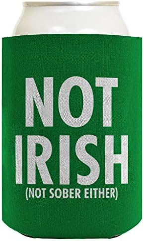 Komik St Patricks Günü Bira Coolie İrlandalı Değil Ayık Değil Ya Komik St Pats Parti İçme Aksesuarı 6 Paket Can Coolie İçecek
