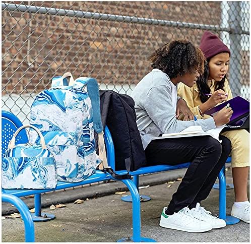 Gizli sakli konusmalar Okul Sırt Çantası Kız Sevimli Schoolbag için 15 inç Laptop sırt çantası seti (Mermer Mavi beyaz 20)