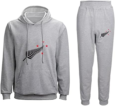 BAIKUTOUAN Yeni Zelanda Maori Fern Bayrağı Unisex Kazak Hoodie Sweatpants 2 Parça Eşofman Setleri Joggers Eşofman