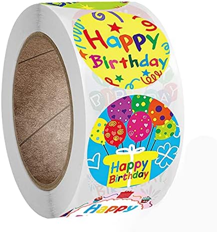 JZENZERO Renkli Mutlu Doğum Günü Çıkartmalar Rulo 500-Count Çıkartmalar Yuvarlak doğum günü hediyesi Dekorasyon Sevimli Kırtasiye