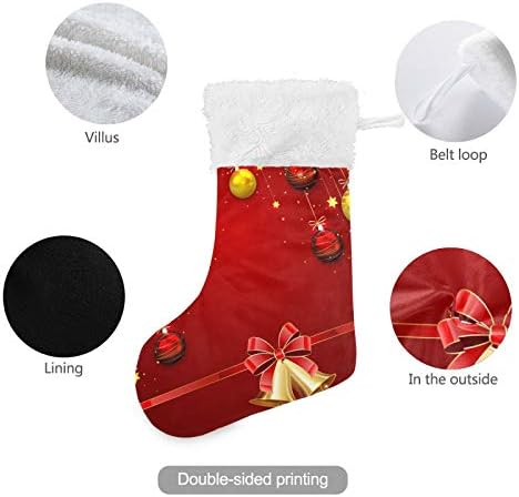 YUEND Merry Christmas Kırmızı Yay Yıldız Klasik Kişiselleştirilmiş 1 Parça Noel Stocking Kitleri ile Aile Tatil Noel Partisi