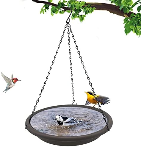 Outdside için NEECONG Asılı Kuş Banyosu,12 inç Çaplı Kuş Banyosu Tepsisi, Bahçe Bahçe Dekorasyonu için 15.7 inç Pas Geçirmez