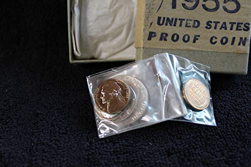 1955 ABD Nane Gümüş Geçirmez Set-5 adet Kutu Seti (Gümüş Yarım, Gümüş Çeyrek, Gümüş Kuruş, Nikel ve Kuruş) - Olağanüstü Geçirmez