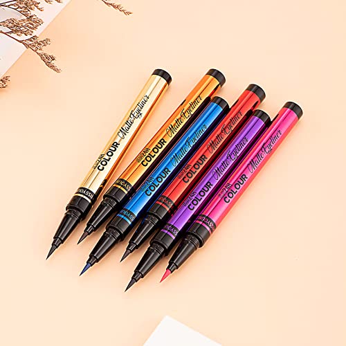 Göz Makyajı için Mat Sıvı Göz kalemi Seti, Su Geçirmez Süper Uzun Ömürlü Mat Göz Kalemi Kalem 6 Renk
