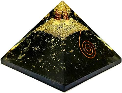 Çakra Kılavuzu ile Gerçek Kristal Orgonit Piramitleri Siyah Turmalin Metafizik Kristaller (70-80 mm)