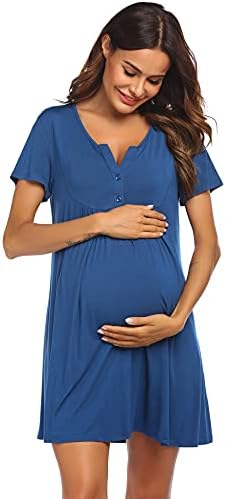 Ekouaer Emek ve Doğum Elbisesi, Hemşirelik Gecelik, Hastane için Annelik Gecelikler Kısa Emzirme Gecelik S-XXL