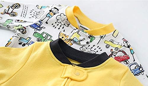 SUYEORLİ Bebek 2 Paket Ayaksız Pijama Romper pamuklu uzun kollu tişört 2 Yönlü Fermuar Baskı Nakış Tulum Uyku ve Oyun