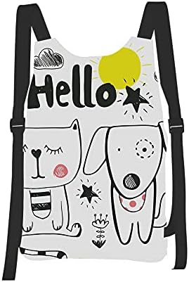 EKOBLA Karikatür El Çizilmiş Hafif Katlanır Sırt Çantası Taşınabilir Polyester Sırt Çantaları Kamp Açık Seyahat için