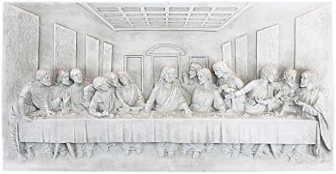 Tasarım Toscano KY11448 Son Akşam Yemeği Dini Duvar Friz Heykel, 23 İnç, Antika Taş