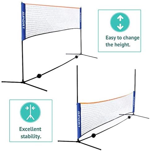çanta ile 10ft Geniş Taşınabilir Badminton Tenis Voleybol Pickleball Net, 2.5 ft - 5ft Ayarlanabilir Yükseklik, Kolay Kurulum,