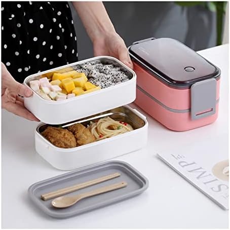 Ayrılmış Çok Katmanlı Bento Kutusu Öğle Yemeği kutu seti Taşınabilir Gıda Konteyner Ofis Çalışanı Öğrenci için (Renk: Pembe)