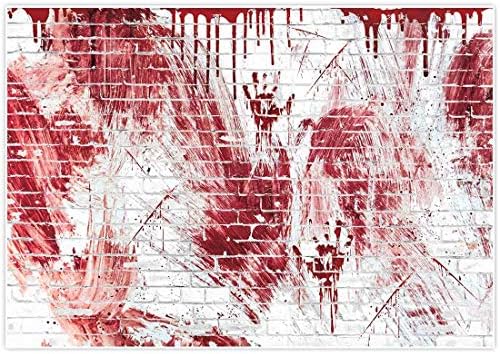 Allenjoy 10x8ft Kanlı Beyaz Tuğla Duvar Zemin için Cadılar Bayramı Festivali Akan Kan Sıçramak Parti Dekor horrorible Kan Damla