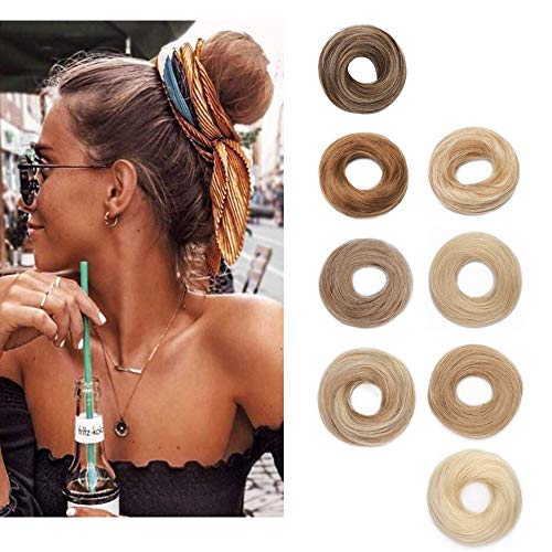 [1 Adet] Saç Bun Uzatma 100 % İnsan Saç Remy Zarif Scrunchie Updo Donut Postiş Dağınık Chignon Toka Saç Bun Uzatma Kıvırcık