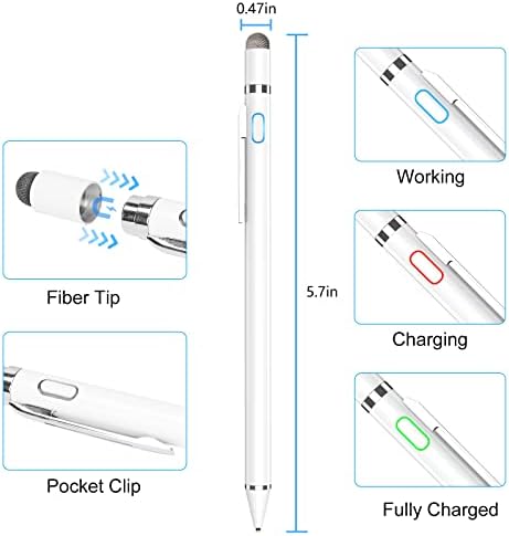 Dokunmatik Ekranlar için Stylus Kalemler, İnce Nokta Şarj Edilebilir Aktif Stylus Kalem Dijital Kalemler iPhone iPad HP DELL