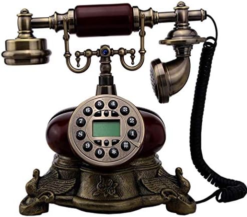 MYYINGBIN Vintage Sabit Telefon ile Düğme Arama Oyma Taban Antika Kablolu Telefon Ev Ofis Dekor