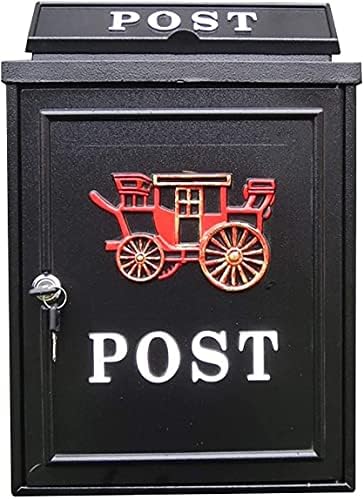 YUXO Duvar Montaj Kilitlenebilir Posta Kutusu Güvenlik Lockbox Retro Su Geçirmez Açık Posta Kutusu Nostaljik Hiçbir Pas Ev