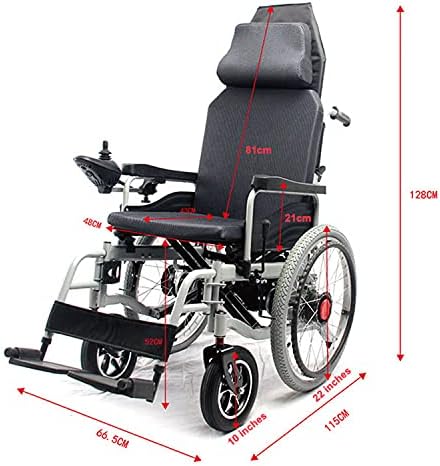 ZJDU Katlanır Elektrikli Tekerlekli Sandalye,Yaşlı Engelliler için Kafalık, 360° Joystick,Ayarlanabilir Sırtlık ve Pedallı
