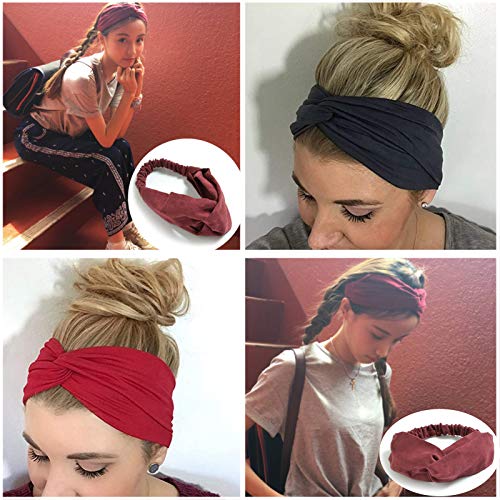10 Paket Kadın Kafa Bandı Boho Floal Tarzı Saç Bantları kadın Saç Kalın Türban Bantlar Moda Kafa Bandı Çapraz Düğüm Hairbands