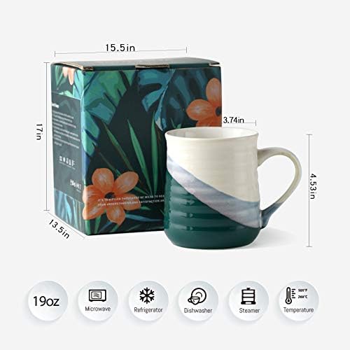 Sunramic kahve süt seramik kupalar klasik şekil taze tasarım yenilik resim 19 oz hediye paketi ev ve ofis kullanımı el yapımı