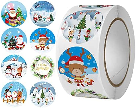 Yeahii Rulo 500 Adet Klasik Noel Sticker Teşekkür Kartları Hediye Kutusu Süslemeleri Sızdırmazlık Yapışkanlı etiket rulosu