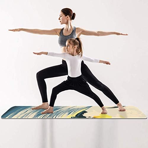 Unicey Sörf Desen Yoga Mat Kalın Kaymaz Yoga Paspaslar için Kadın ve Kız egzersiz matı Yumuşak Pilates Paspaslar, (72x24 in,