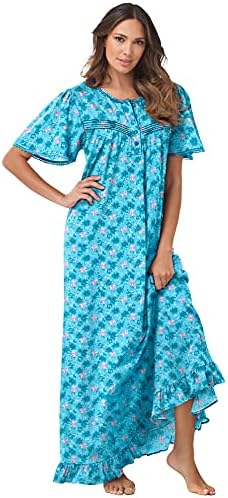 Düşler ve Co. Kadın artı boyutu uzun çiçek baskı pamuk elbise pijama