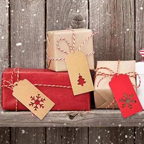TUPARKA 80 Pcs Noel Etiketleri Kağıt Etiketleri Kraft Etiketleri Kar Tanesi Noel Ağaçları Ren Geyiği Kardan Adam Tasarım için