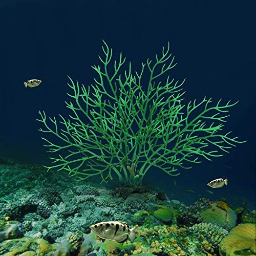 YOJOE Akvaryum Dekor Balık Tankı Dekorasyon Süs Yapay Plastik Bitkiler Yeşil 6.0 inç yüksek