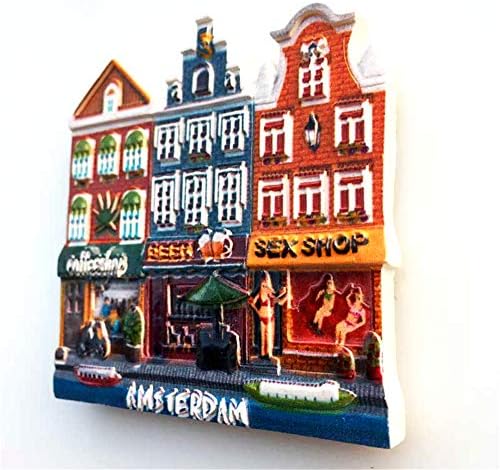 Seksi Dükkanı Amsterdam Hollanda buzdolabı mıknatısı 3D Reçine El Yapımı Zanaat Turist Seyahat Şehir Hatıra Koleksiyonu Buzdolabı