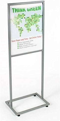22x28 Poster için Zemin Standı, Üstten Yüklemeli, İç Mekan Kullanımı için Çift Taraflı Tabela Standı-Kalaylı Gri Kaplamalı