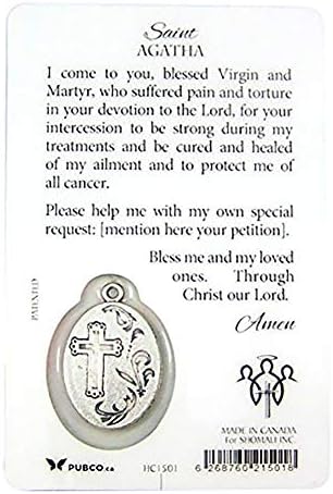 Kutsal Dua Kartı ile Gümüş Tonlu Şifa Katolik Aziz Madalyası, 1 İnç