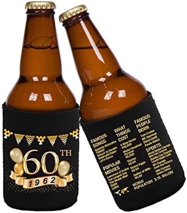 60th Doğum Günü Can Soğutucu Kollu Paketi 12-1962 Işareti-60th Yıldönümü Süslemeleri-Kirli 60th Doğum Günü Parti Malzemeleri-Siyah