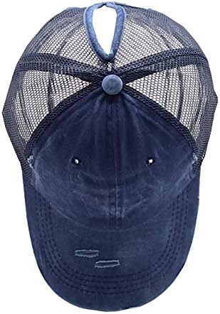 Kadınlar için At Kuyruğu Beyzbol Şapkası, Ayarlanabilir Vintage Kamyon Şoförü Yıkanmış Denim Baba Şapkası