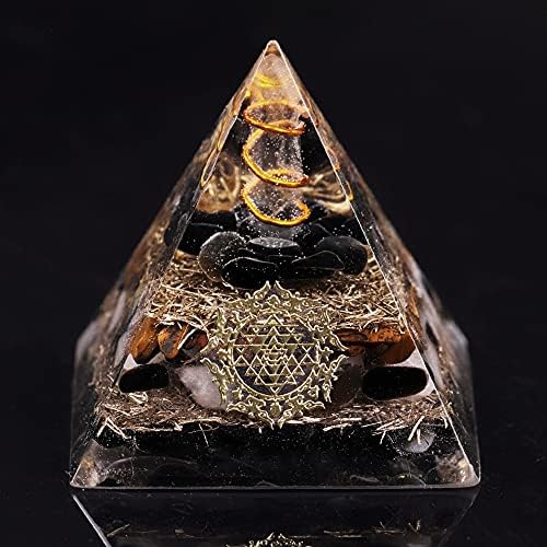 LYQQ Doğal Obsidyen Orgon Piramit Reiki Şifa Metafizik Kristal Çakra Dengeleme Enerji Jeneratörü Emf Koruyucu (Boyut : 10 CM)