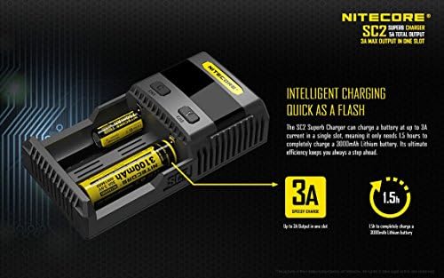 Nitecore SC2 Hızlı Pil Şarj Cihazı Paketi: 2X EdisonBright AA-D Pil Dönüştürücü Ara Parçaları ile AA/AAA/C/D Li-ion/Ni-Mh ve