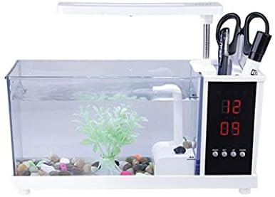 dsbjy Mini Akvaryum Balık USB Akvaryum led ışık ile lcd ekran ve Saat Balık akvaryum balık Tankları Siyah / Beyaz masa süsü