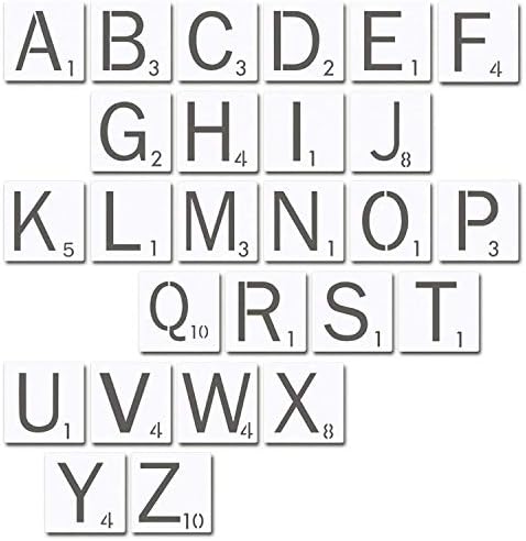 26 Pcs 3 İnç Kullanımlık Scrabble Mektuplar Duvar Dekor Scrabble Tarzı Kiremit Şablon Harfler, kiremit Şablonlar için Boyama