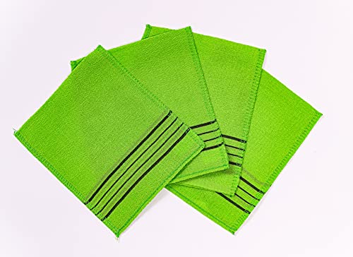 JSA Kore peeling mitt 4 adet(Yeni)/Paket Vücut Fırçalayın Hakiki Peeling Banyo Mitten Ölü Deri Kaldırmak (Yeşil Renk) (4 adet)