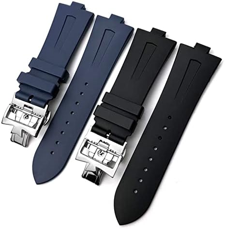 ZAALFC 25mm * 8mm Kauçuk Silikon watchband Değiştirme Vacheron Constantin Yurtdışı İzle Siyah Mavi Su Geçirmez Spor Kayış (Renk: