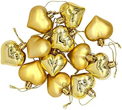 HOVTOİL 12 Pcs Kalp Şekilli Asılı Top, plastik Noel Odası Baubles Topu asılı Süsleme için Ev, Bar, bahçe Noel ağaç dekor Altın