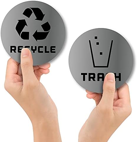4 Paket (4 inç x 4 inç) Çöplerinizi Düzenlemek için Geri Dönüşüm Logosu ve Çöp Kutusu Etiketi - 7 mil - Lamine-Çöp kutuları,