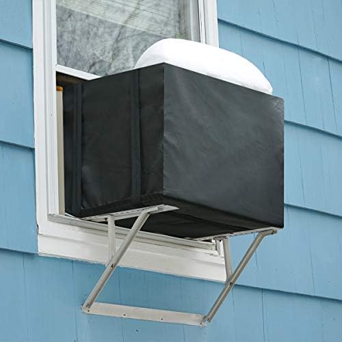 Luxiv Pencere Klima Kapağı Açık, Dış Pencere AC Ünitesi Kapağı Siyah Toz Geçirmez Su Geçirmez AC Kapağı Açık Pencere AC Koruma