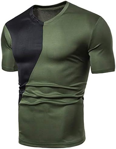 WYTong erkek Patchwork kısa kollu T-shirt moda yaz ince rahat spor bluz Tops