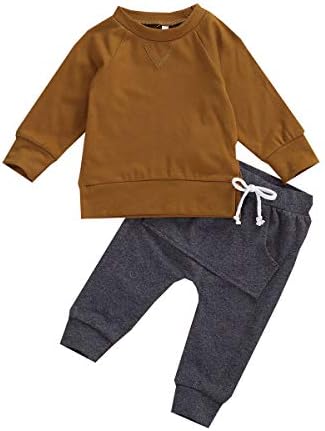 Yenidoğan Bebek Erkek Bebek Sonbahar Kış Kıyafetler Pamuk Kazak Uzun Kollu T-Shirt Üst Pantolon Eşofman Giysi Set