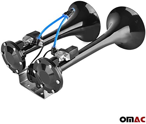 OMAC Oto Aksesuarları 2x Turbo Trompet Hava Horn / Çift Kompresör ile Güçlü Loud Evrensel 24 V/125dB İçin Ağır Kamyon Van Otobüs