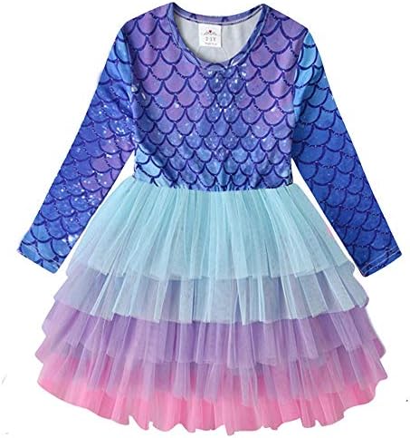 DXTON Küçük Kızlar Toddler Kış Uzun Kollu Çiçek Parti Tutu Elbiseler için 2-8 T