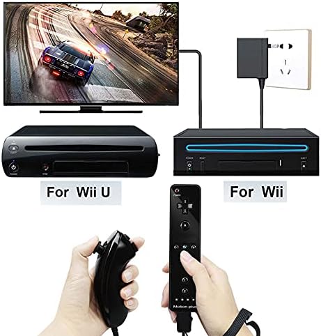 Wii ve Wii U Konsolu için Hareket Sensörü Artı ve Nunchuck Denetleyicisi ile 2 Paket Uzaktan Kumanda,Augenweide Kablosuz Wii